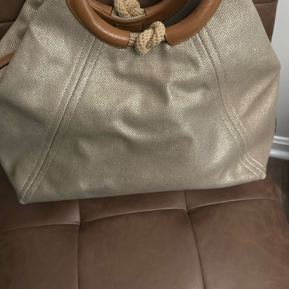 MICHAEL Michael Kors Cream and Brown Shoulder Bag